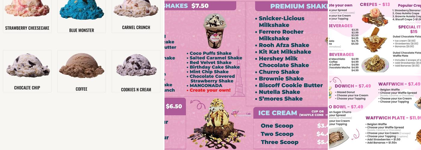Dessert Lab Menu