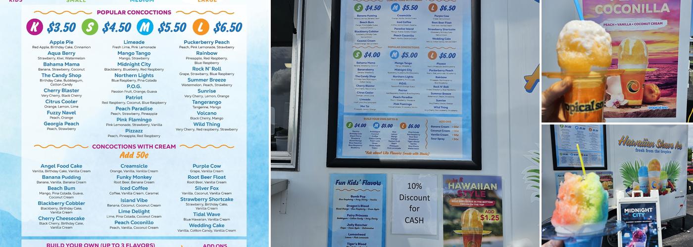 Tropical Sno of Springfield Menu