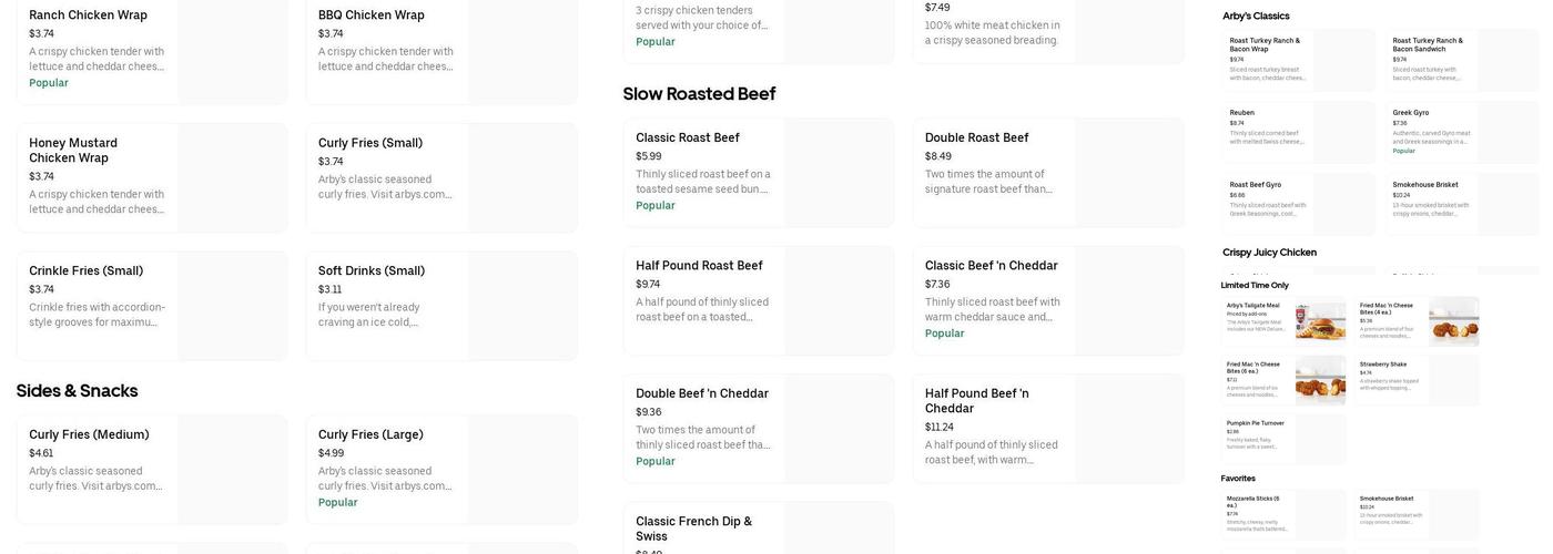 Arby's Menu