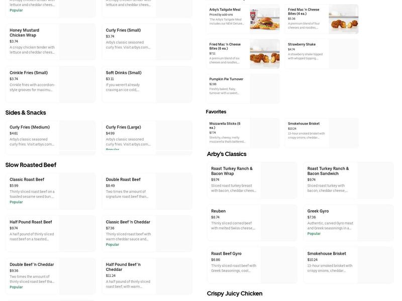 Arby's Menu