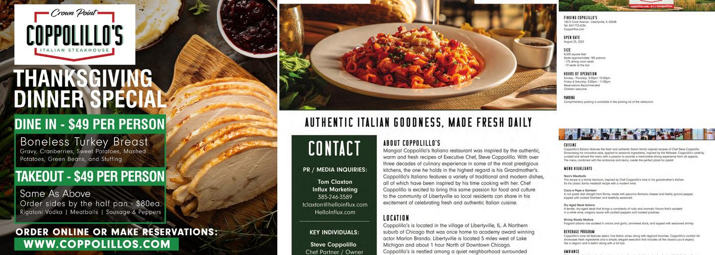 Coppolillo's Italian Steakhouse - Crown Point Menu