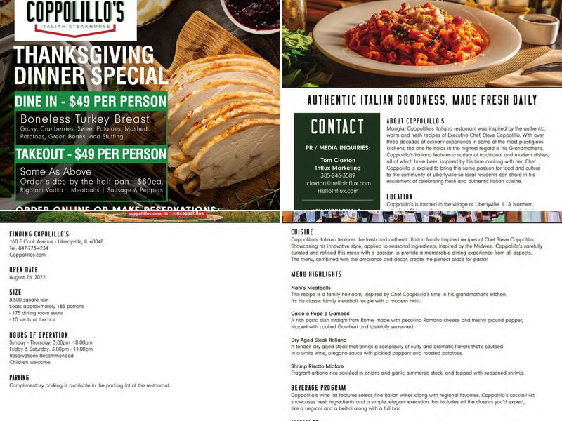 Coppolillo's Italian Steakhouse - Crown Point Menu