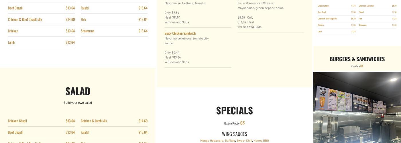 Chapli and Platters Menu