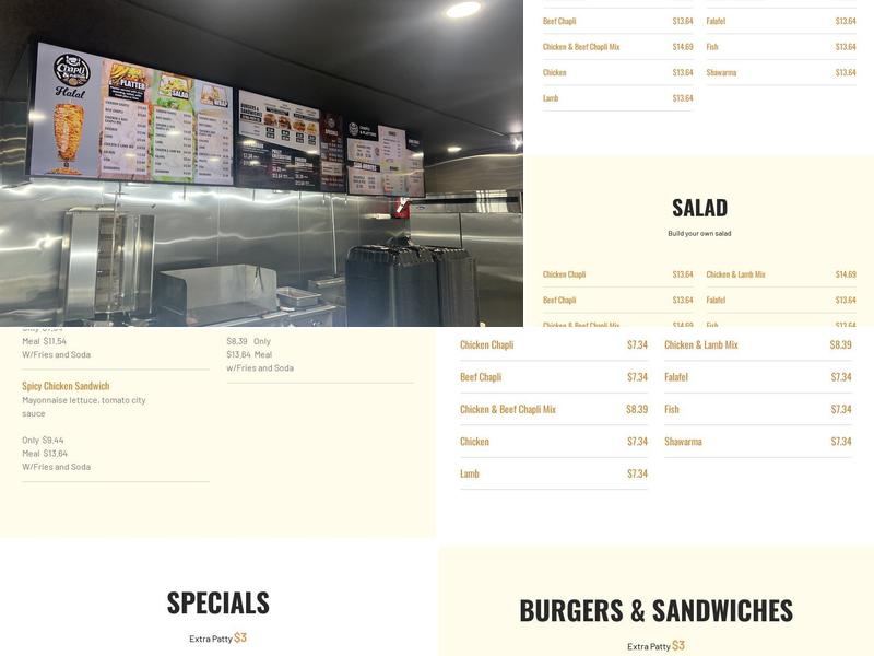 Chapli and Platters Menu