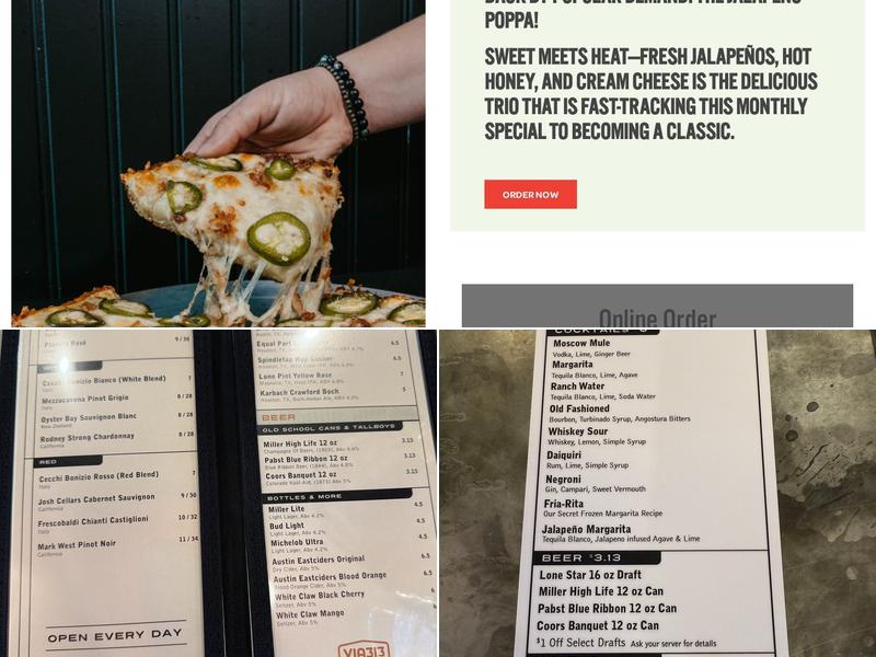Via 313 Pizza Menu