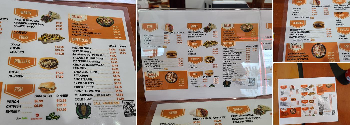 Bylo Gyro Parma Menu