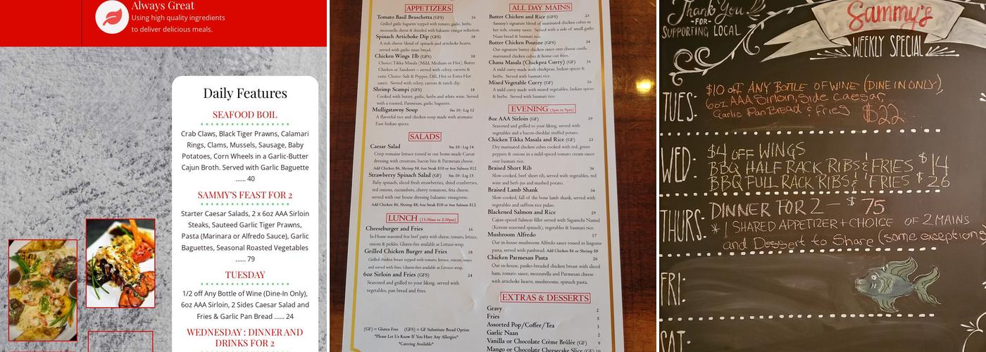 Sammy's Kitchen and Bar Menu