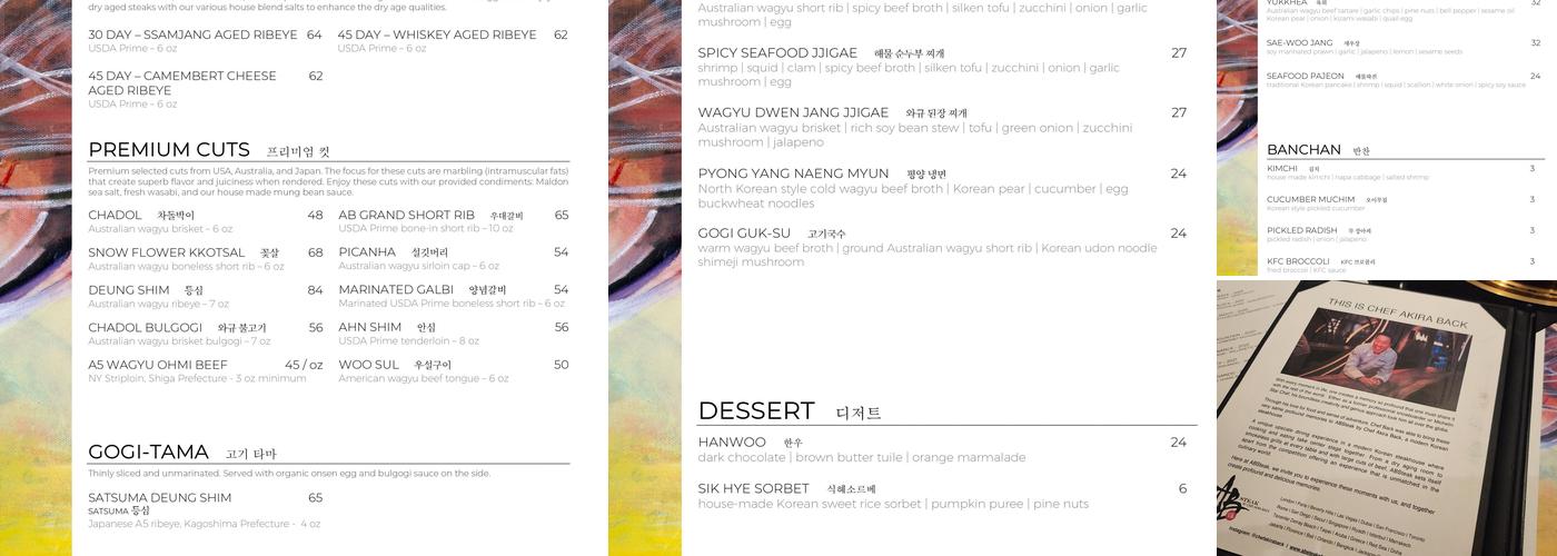 ABSteak by Chef Akira Back Menu