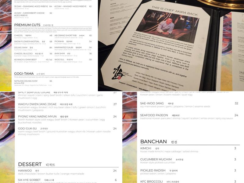 ABSteak by Chef Akira Back Menu