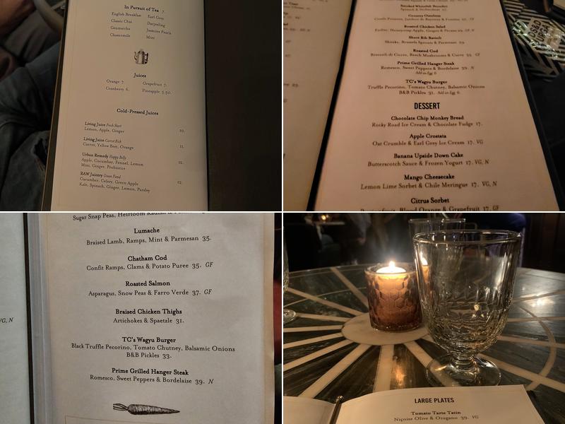 Bar Room at the Beekman Menu