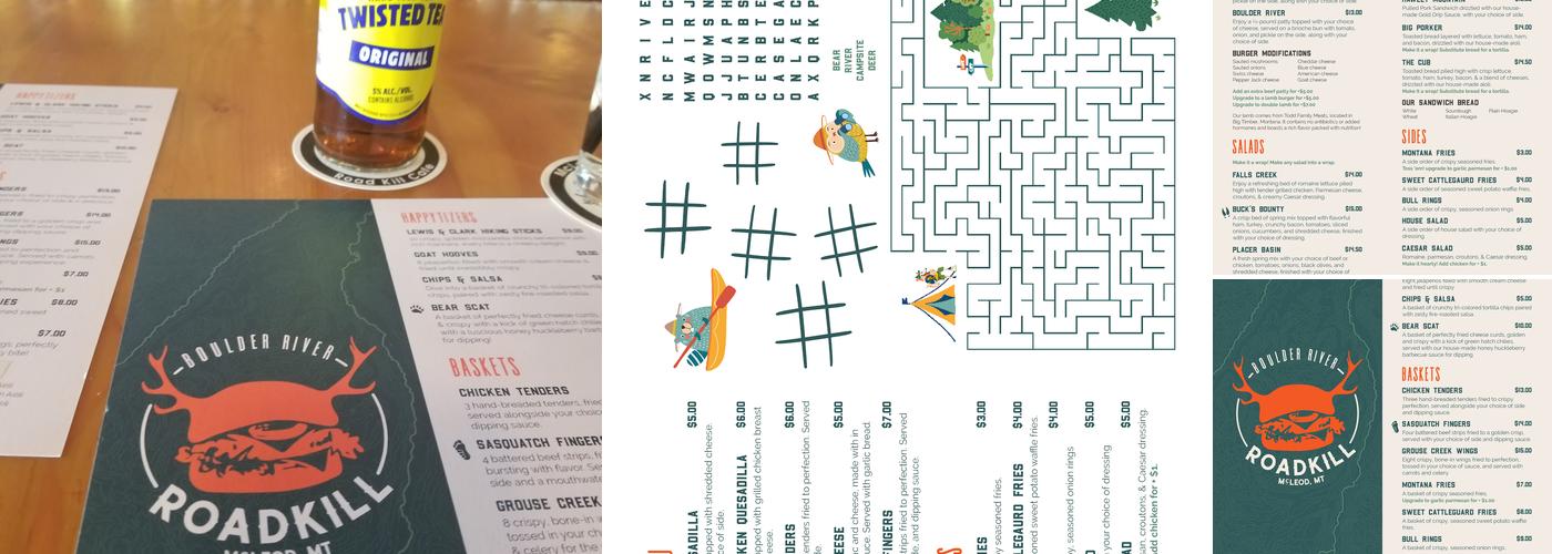 Boulder River Roadkill Menu