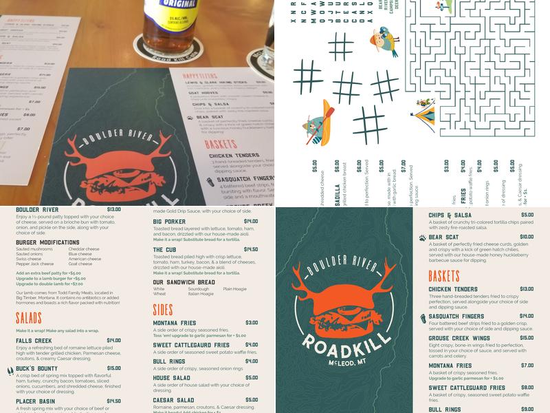 Boulder River Roadkill Menu