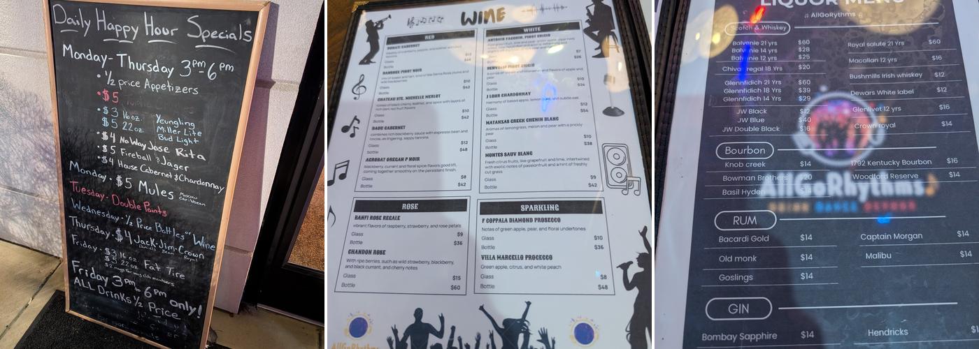 AllGoRhythms Gastro Bar Menu