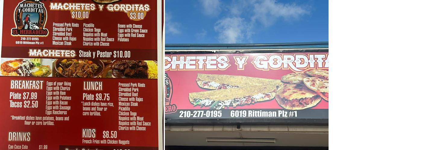 Machetes y Gorditas El Herradero Menu