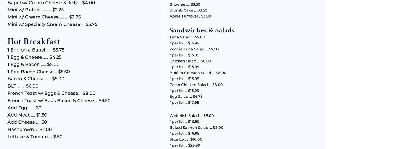 TULIP BAGELS 🥯 Menu