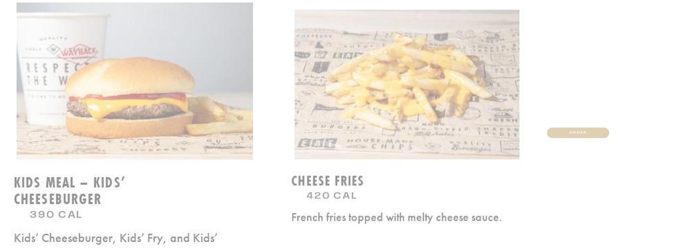 Wayback Burgers Menu