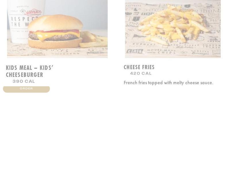 Wayback Burgers Menu