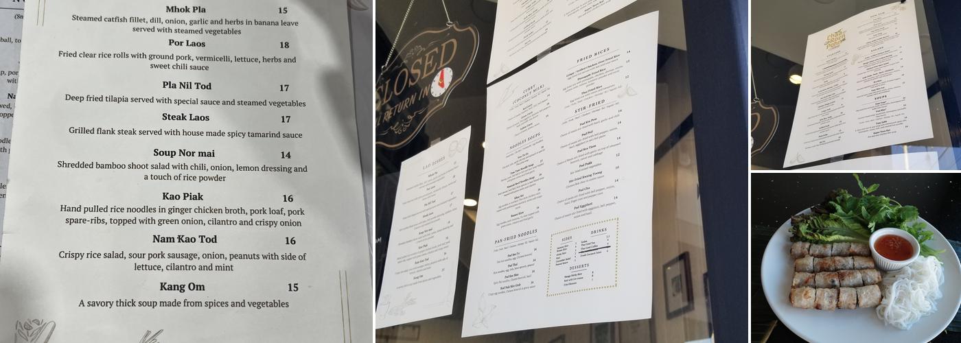 Chaa Roen Pohn Menu