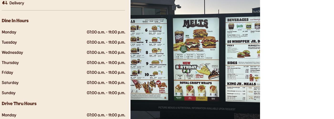 Burger King Menu