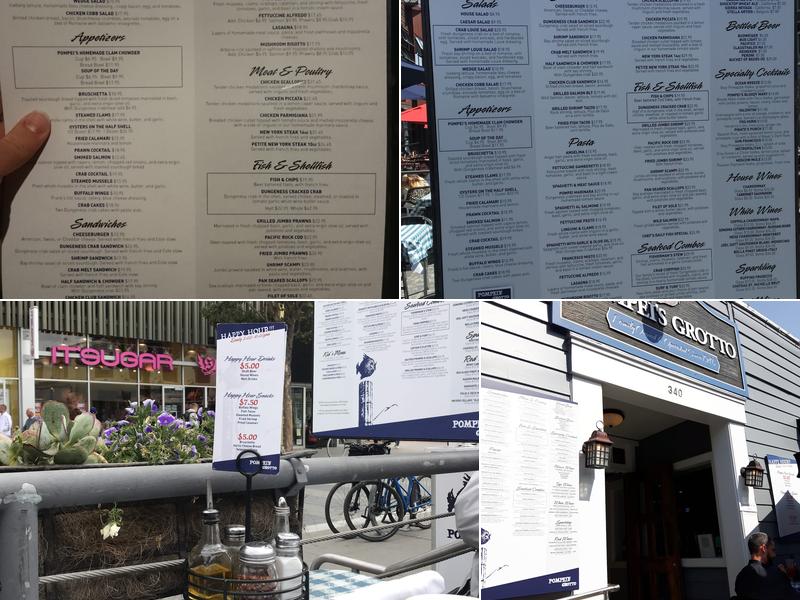 Pompei's Grotto Menu