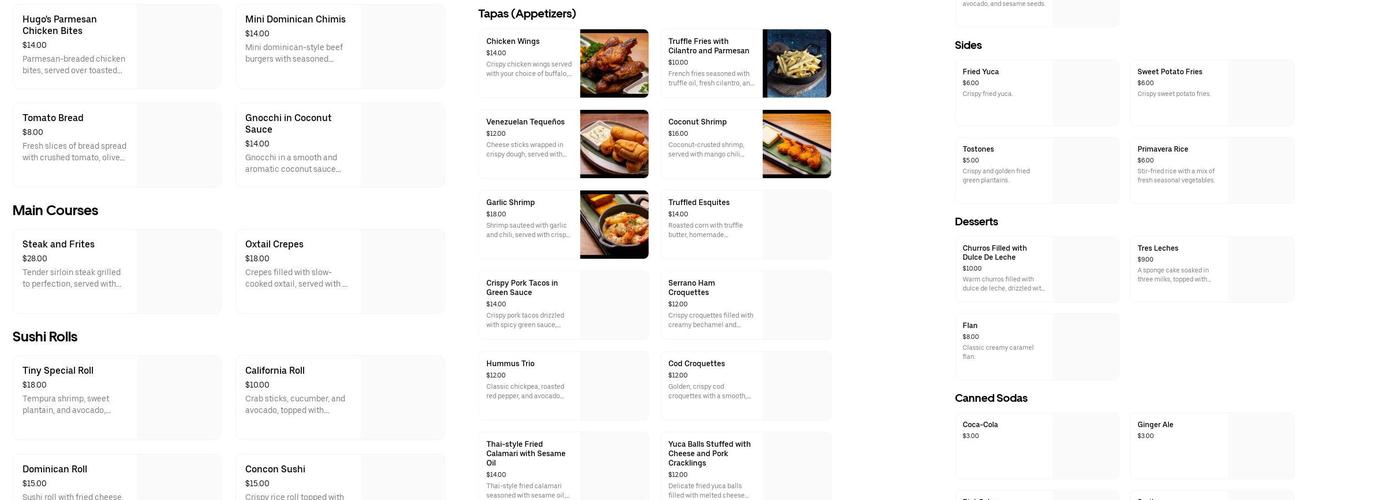 Tiny Tapas and Bites Menu