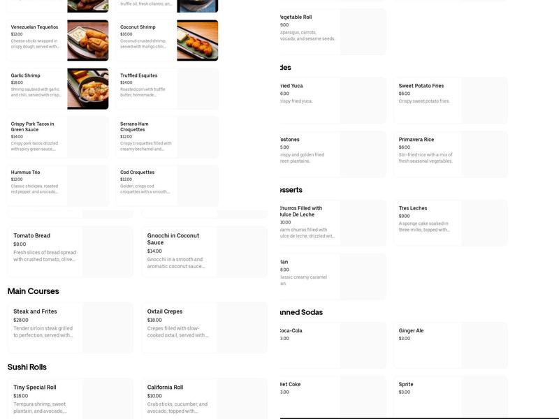 Tiny Tapas and Bites Menu