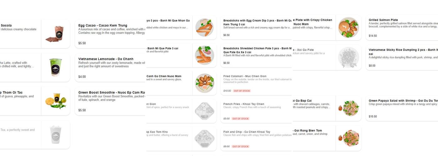 Roam Bean Coffee Menu