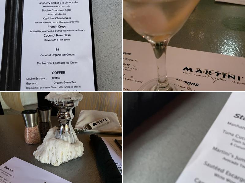 Martini's Organic Restaurant Menu