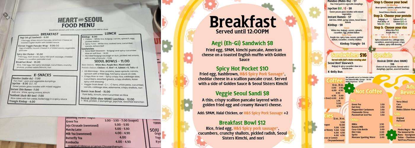 Heart & Seoul Cafe Menu