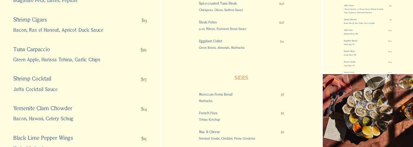 Jaffa Bar Menu