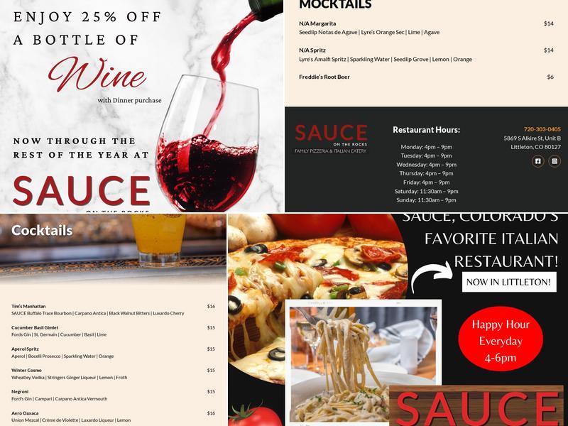 Sauce on the Rocks Menu