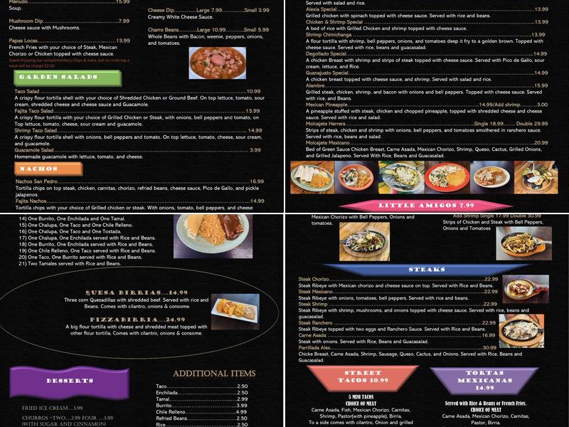 Casa Herrera Bar & Grill Mexican Restaurant Menu