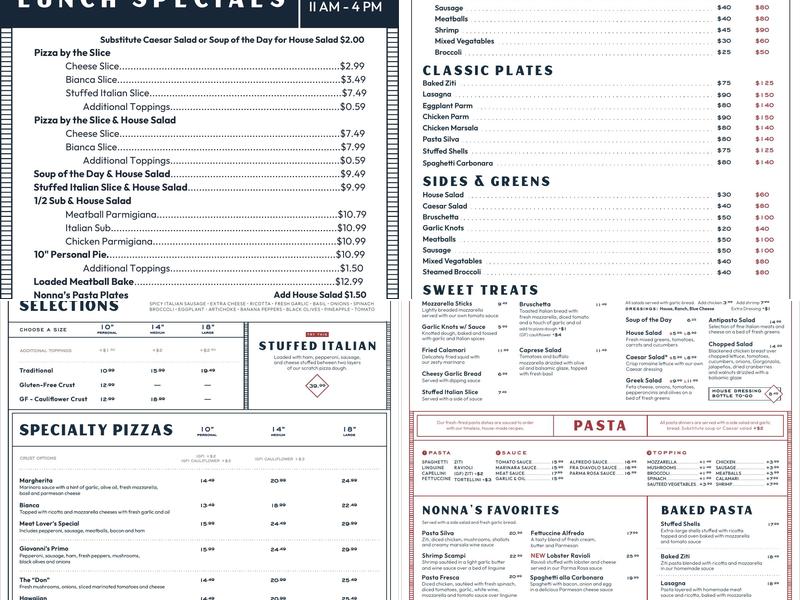 Giovanni's Pizzeria & Kitchen Menu