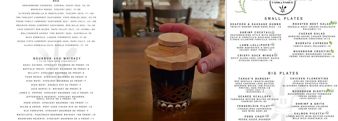 Braddock's Cask & Table Menu