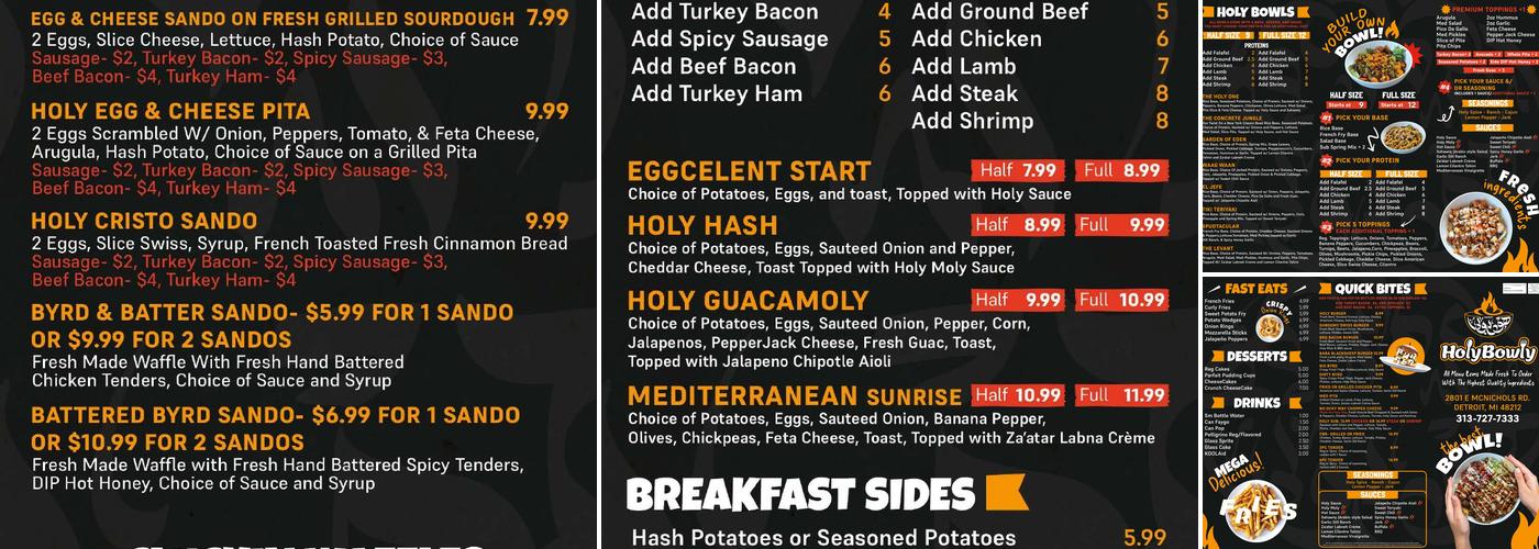 Holy Bowly Menu