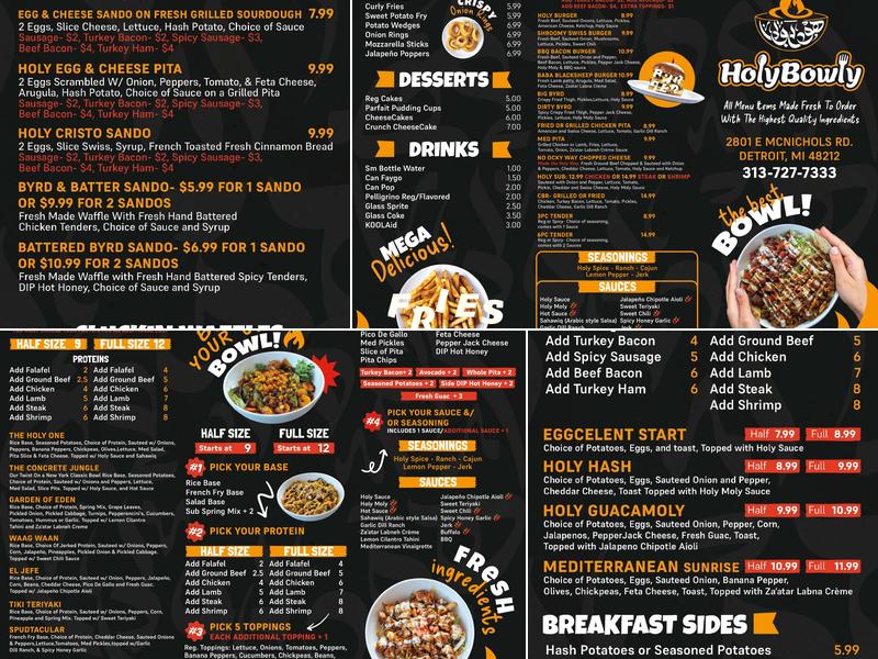 Holy Bowly Menu