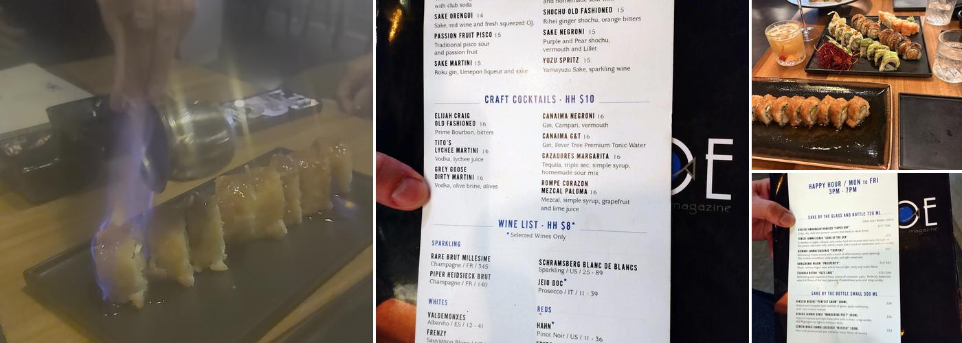 Noe Sushi Bar Miami Menu