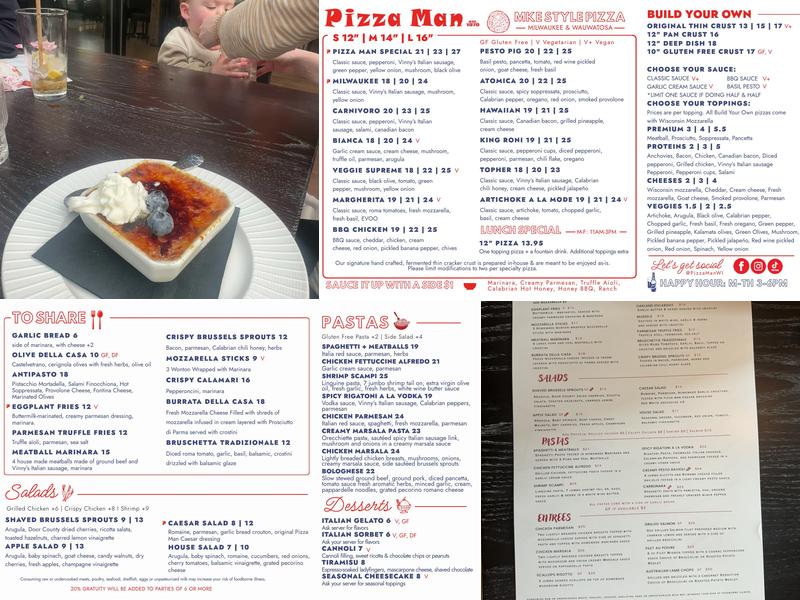 Pizza Man Downer Menu