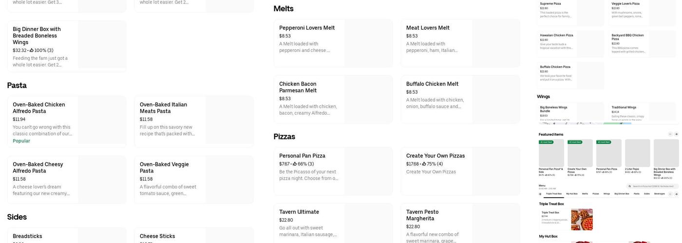 Pizza Hut Menu