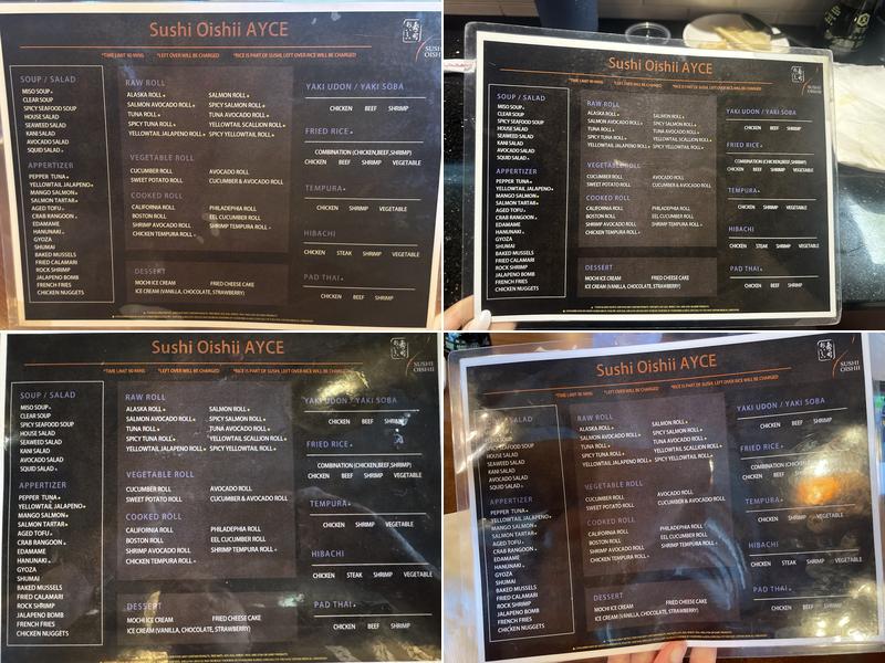 Sushi Oishii AYCE Menu