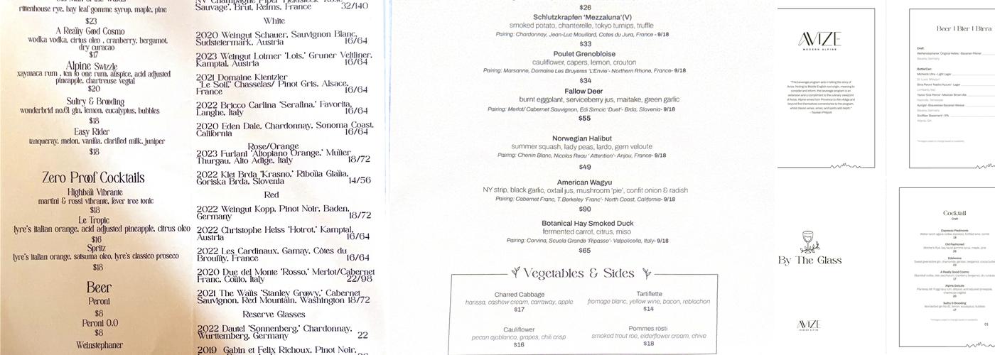Avize Menu