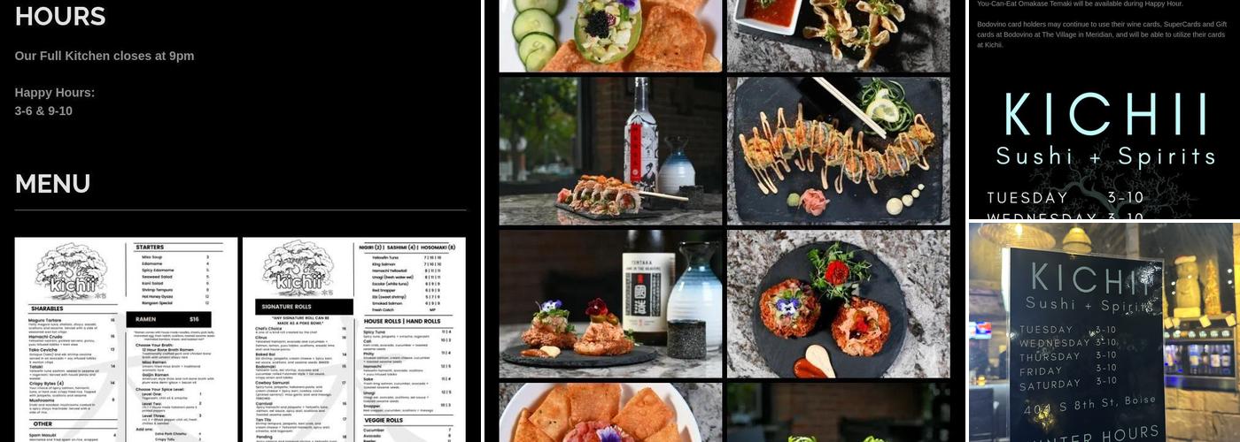 Kichii Sushi and Spirits Menu