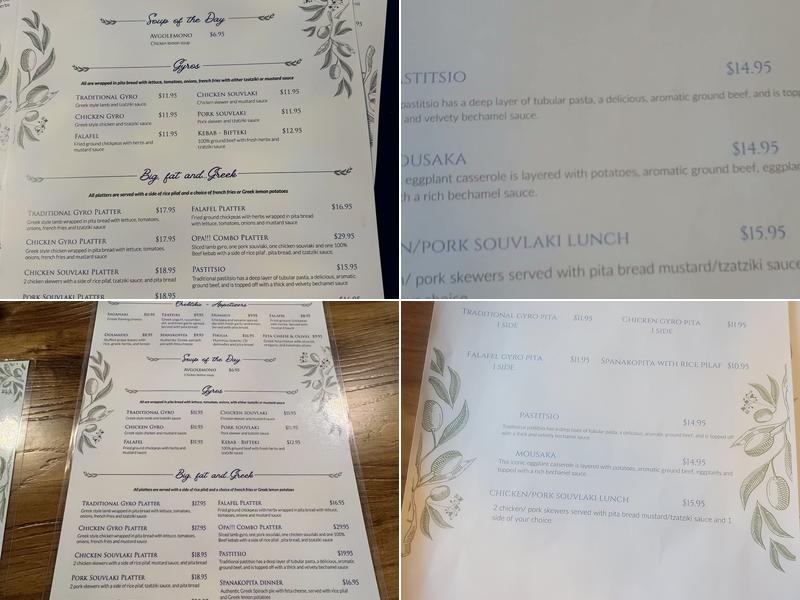 My Big Fat Greek Taverna Menu