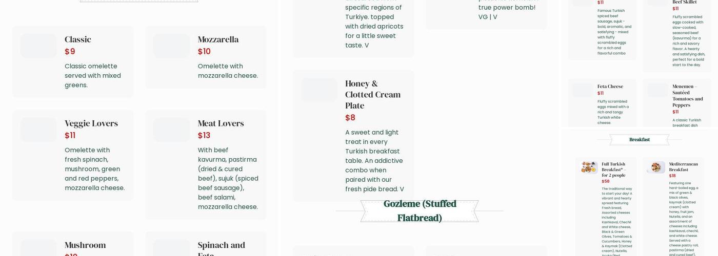 Moda Cafe & Restaurant Menu