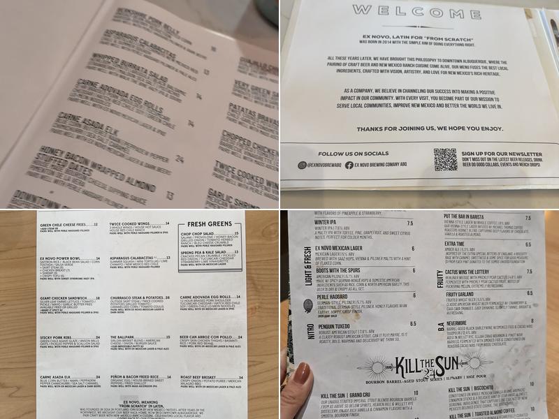 Ex Novo Brewing Company Menu