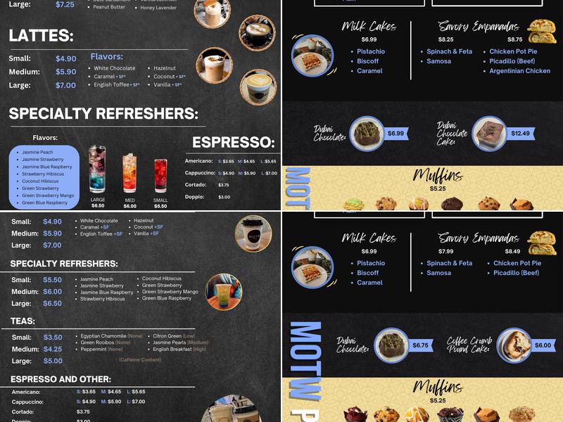 MOTW Coffee and Pastries Menu