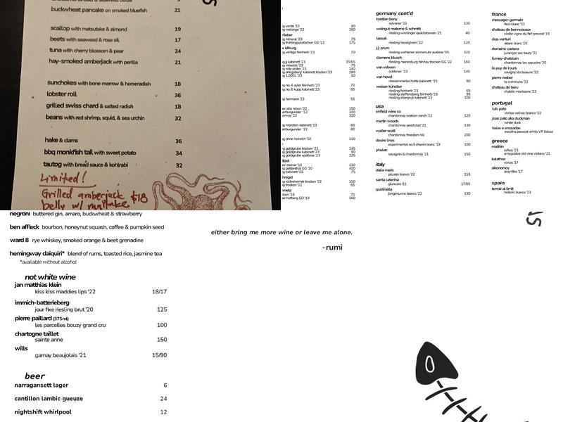 Smithereens Menu