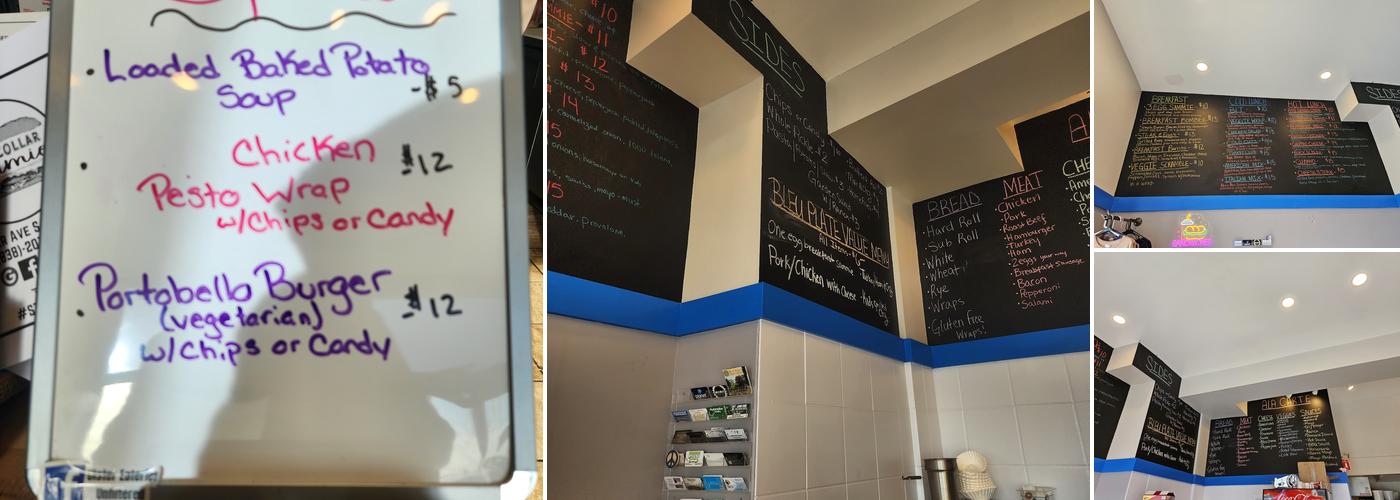 Bleu Collar Sammies Menu