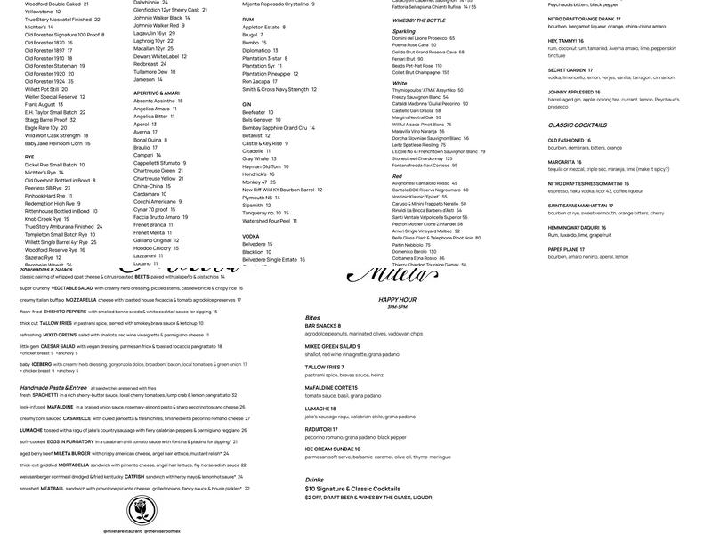 Mileta Menu