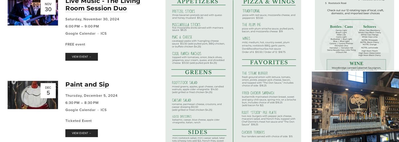 Rootstock Cider & Spirits Menu